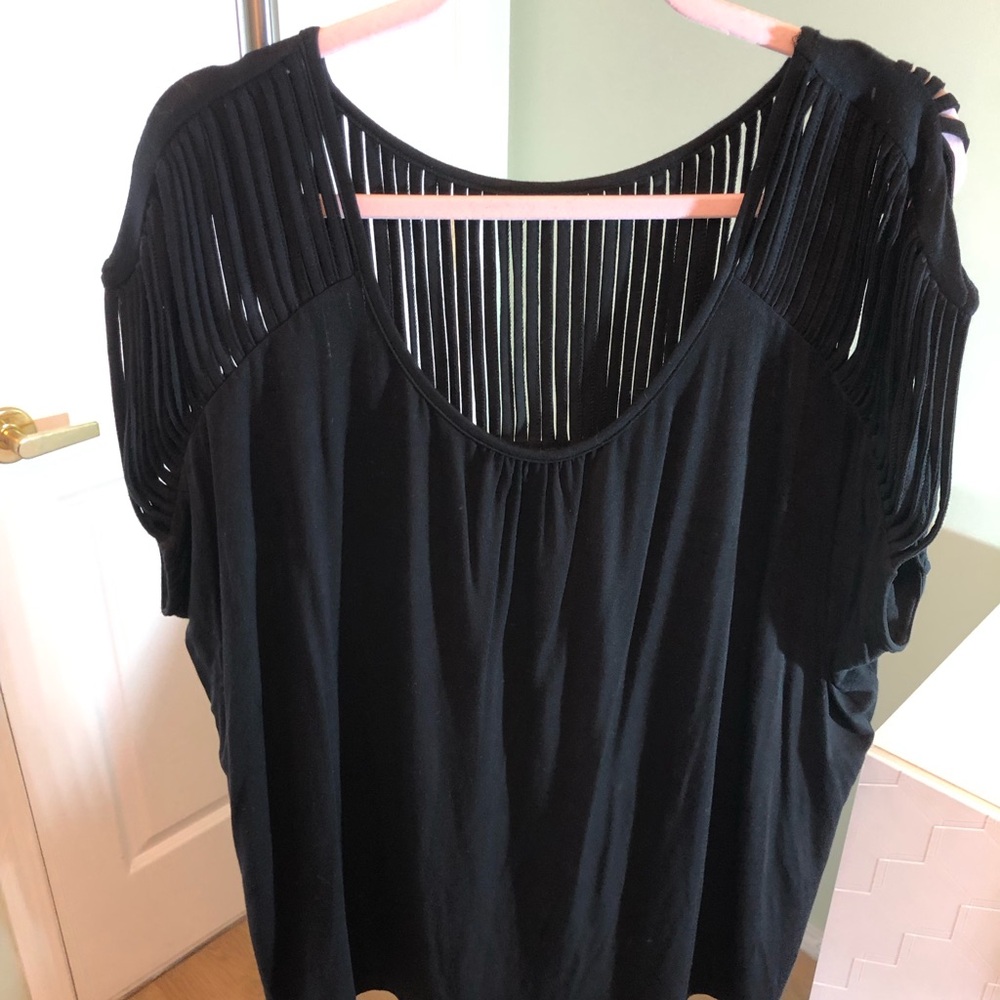 Addition Elle Black Tee with Cutout Shoulders